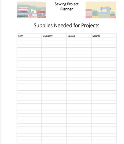 Sewing Project Planner